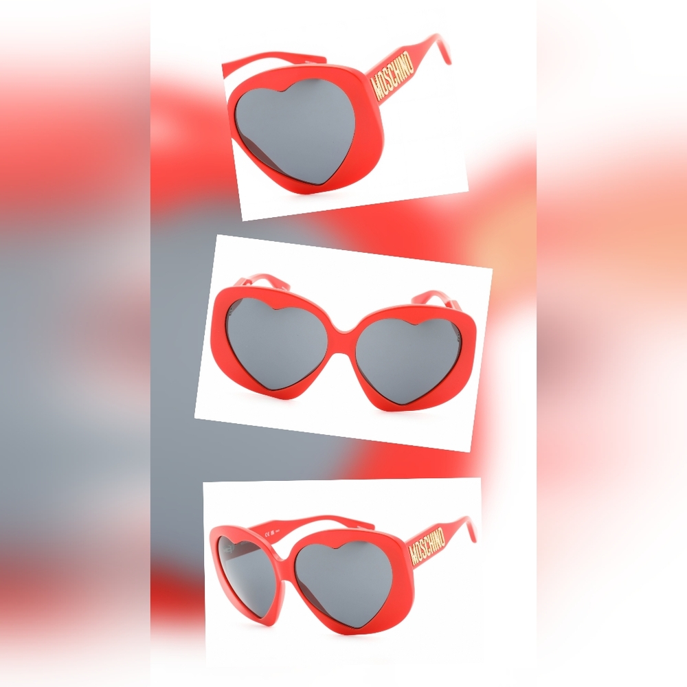 Moschino MOS152/S, Women’s Sunglasses, Red Heart Sunglasses with Gray Lenses - Picture 4 of 9
